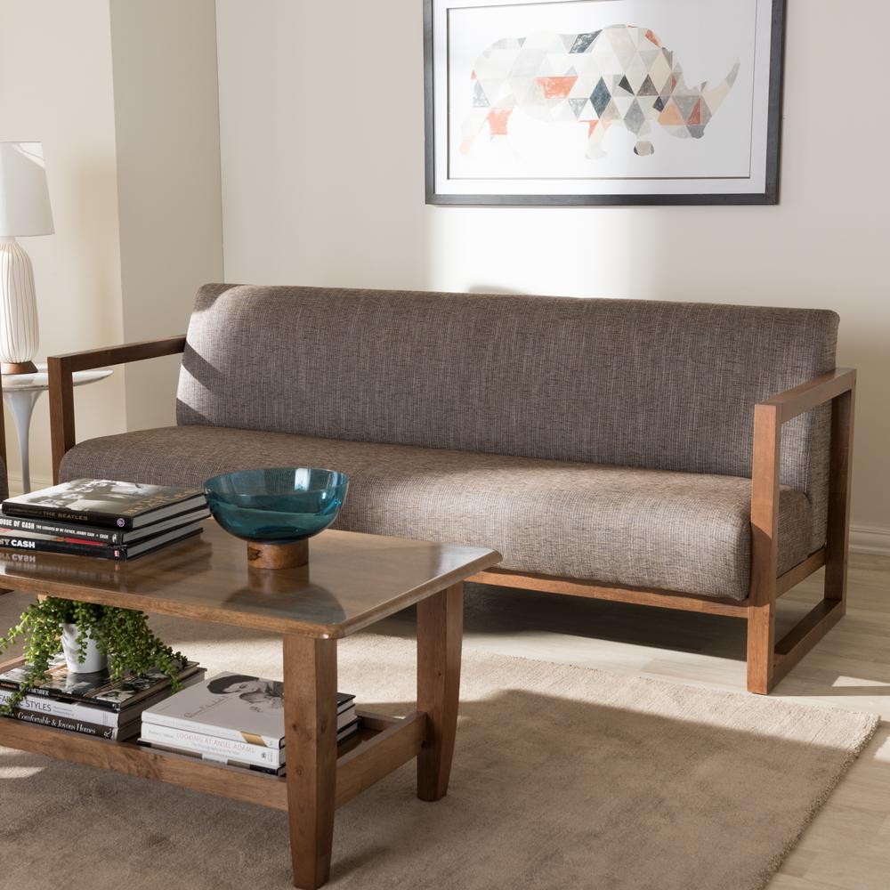 Baxton Studio Valencia Mid Century Gray Fabric Upholstered Sofa Baxton Studio Valencia Mid Century Gray Fabric Upholstered Sofa