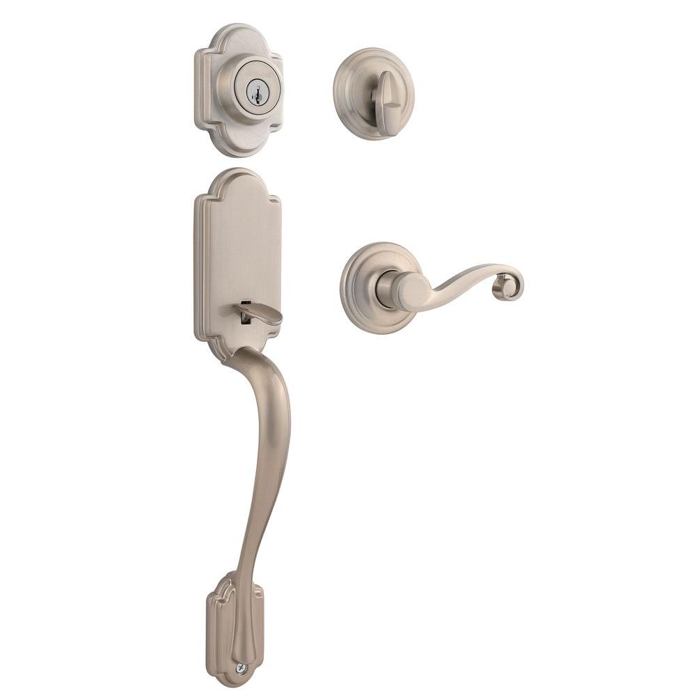 Arlington Satin Nickel Single Cylinder Door Handleset with Lido Lever Featuring SmartKey Security