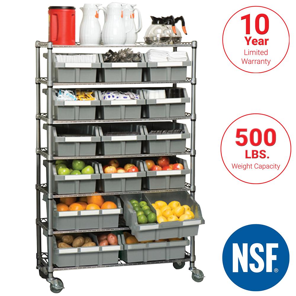 Seville Classics Platinum Commercial 7 Tier Nsf 16 Bin Rack