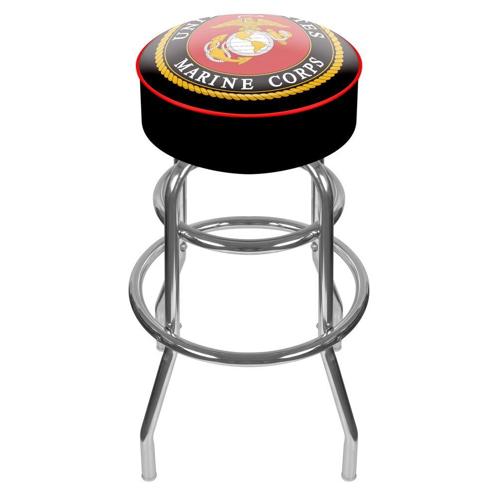 Trademark United States Marine Corps 31 inch Chrome Padded Swivel Bar Stool by Trademark