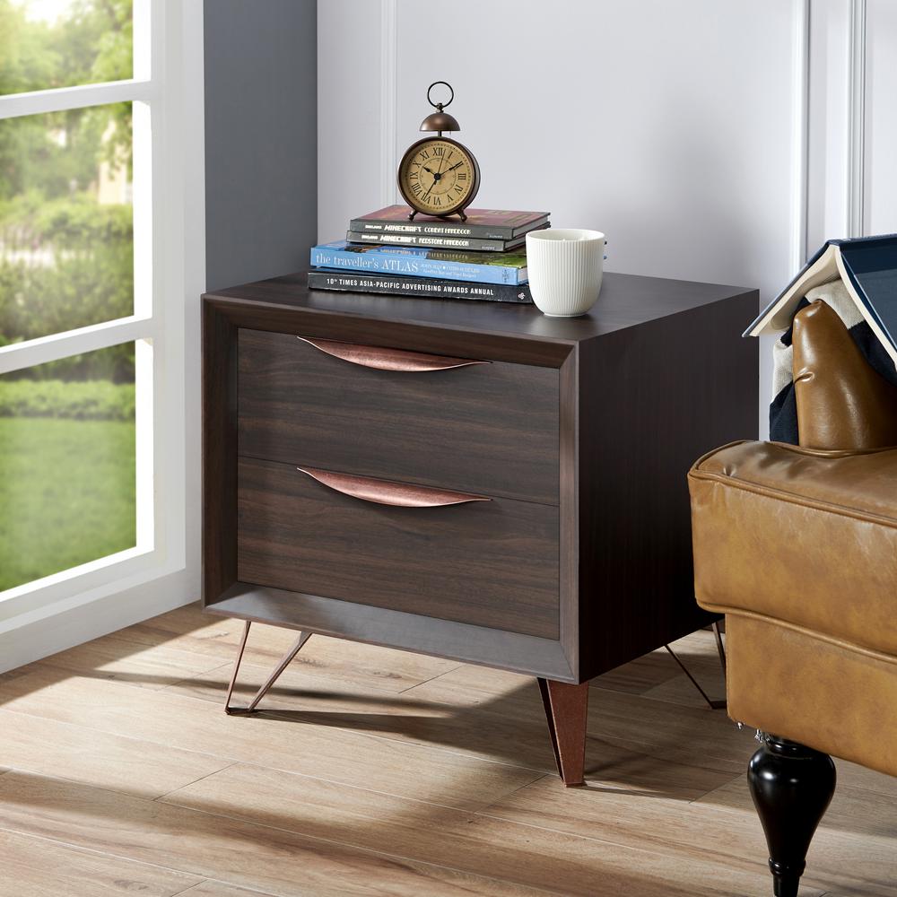 Furniture Of America Isabella 2 Drawer Wenge Nightstand Fgi