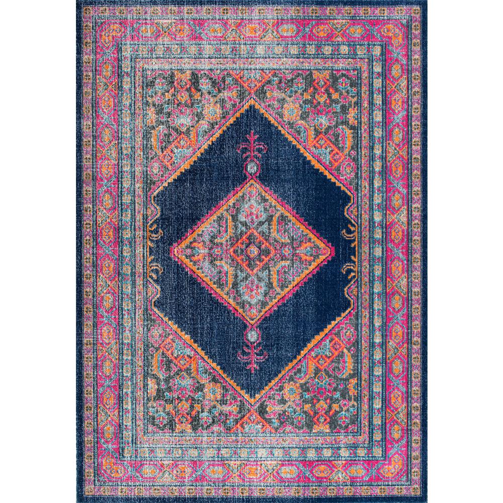 NuLOOM Vintage Bordered Medallion Adame Navy 4 Ft. X 6 Ft. Area Rug ...