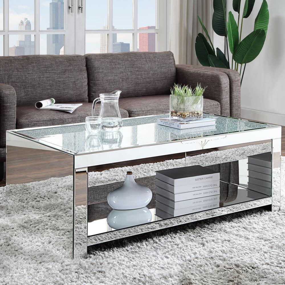 Venetian Worldwide Malish Silver Mirrored Coffee Table Va Venetian Worldwide Malish Silver Mirrored Coffee Table Va
