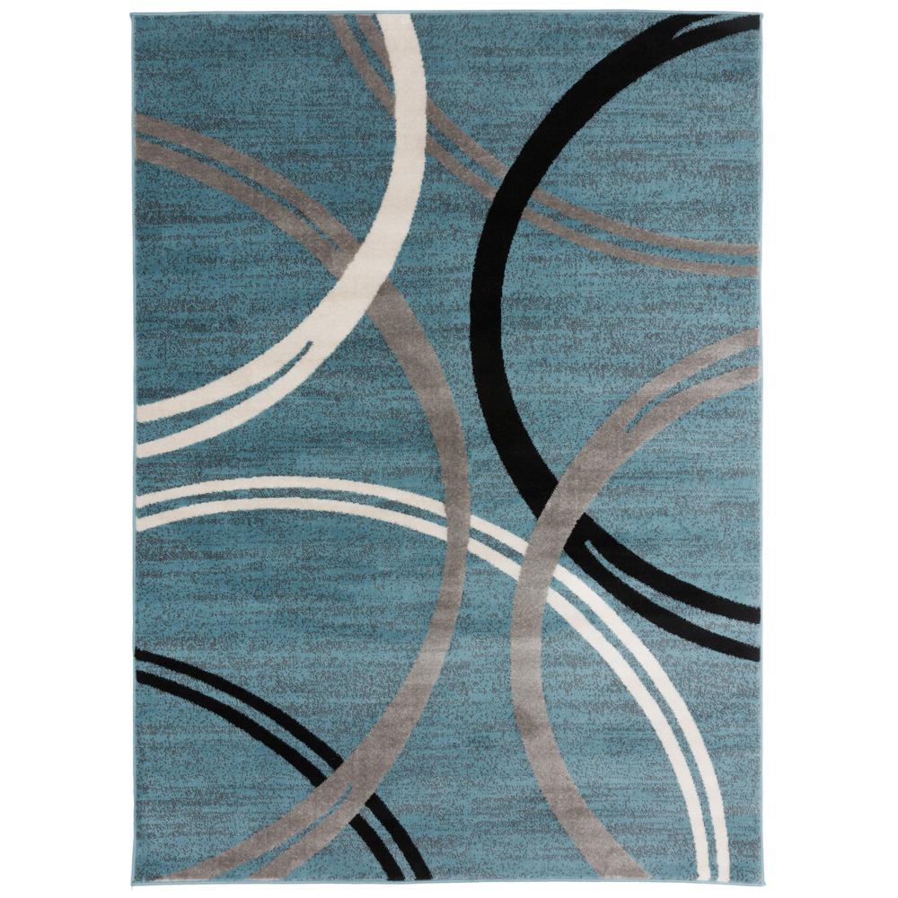 5' 3" x 7' 3" Modern Abstract Circles Design Area Rug Blue