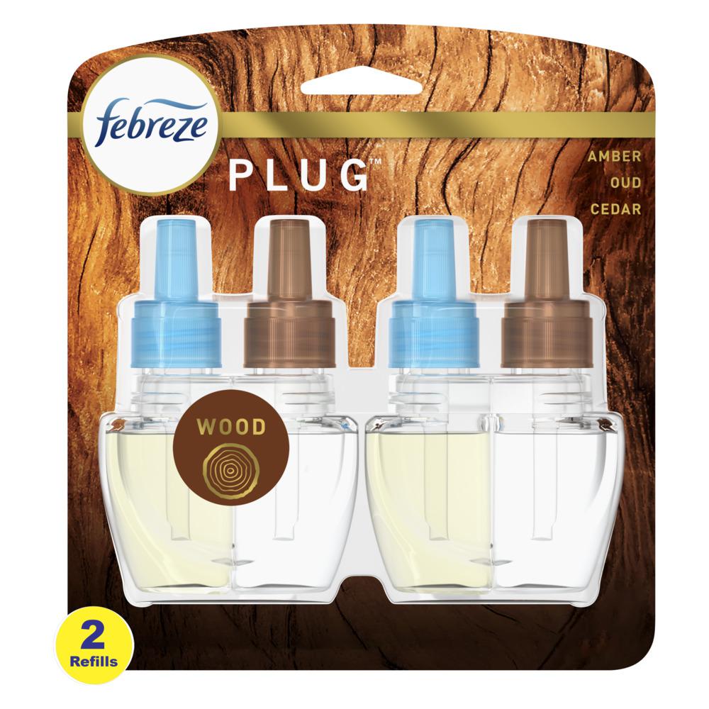 Febreze Origins Fade Defy PLUG Air Freshener & Odor Eliminator, Wood, (2) .87 fl. Oz. Oil Refills