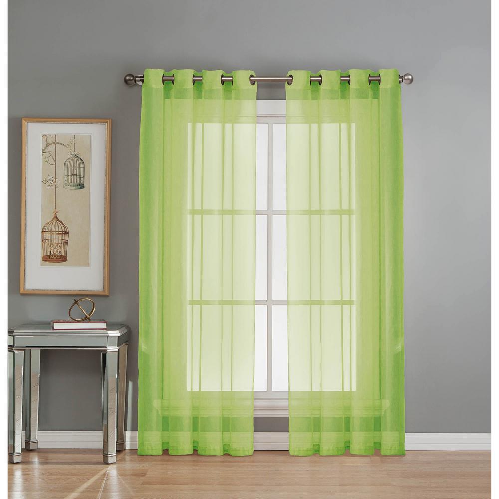 Window Elements Sheer Diamond Sheer Voile Lime Grommet Extra Wide