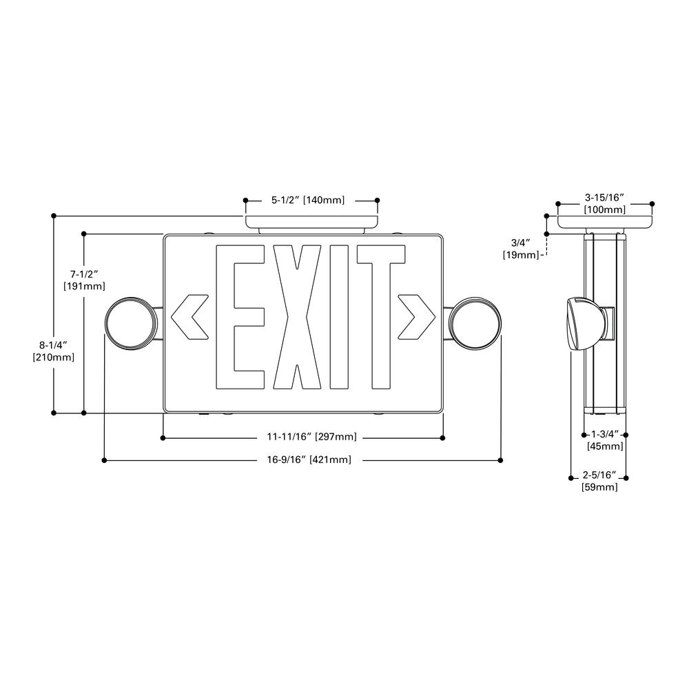 All Pro Apc 25 Watt White Integrated Led Exit Sign With Two 3 6 Volt Led Heads Red Letters Apch7r The Home Depot