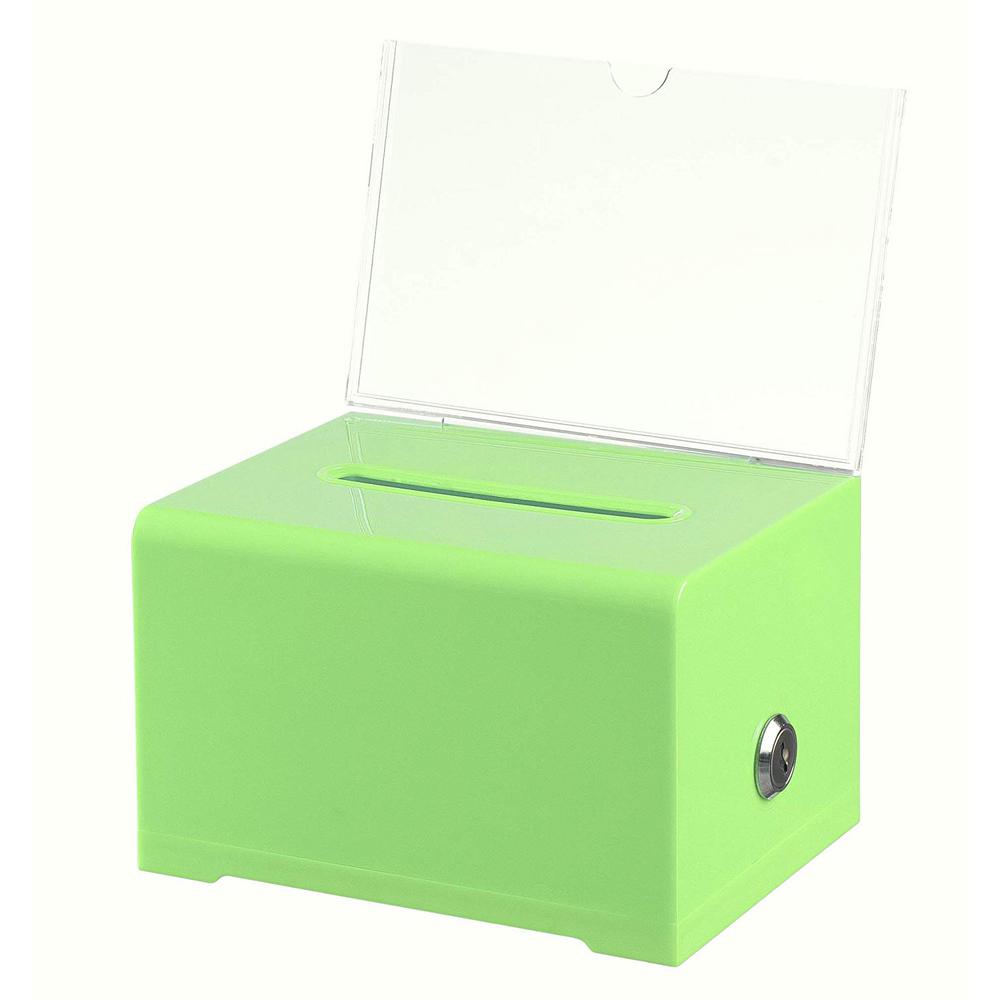 AdirOffice Acrylic Clear Locking Suggestion Box, Green637GRN The Home Depot