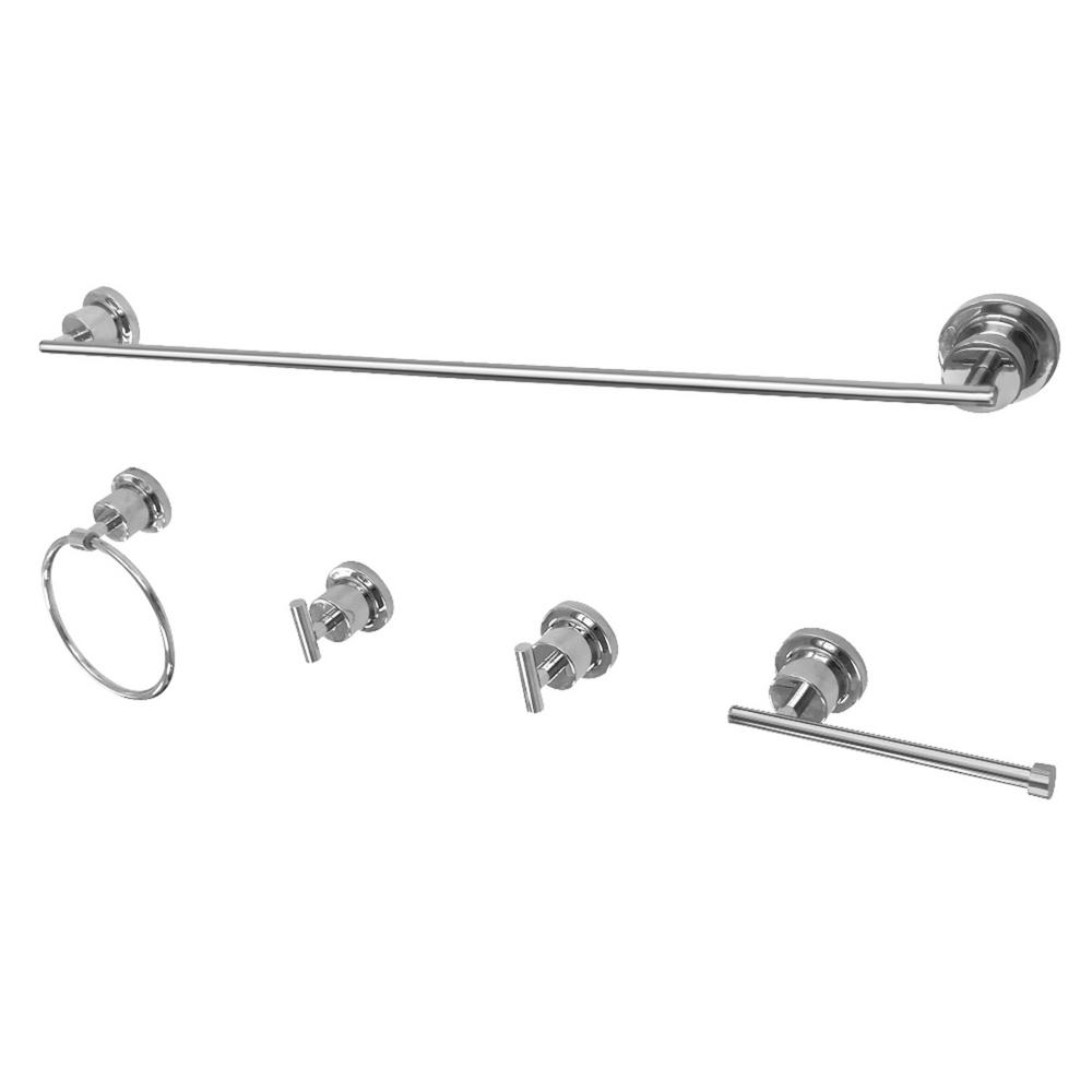 Kingston Brass Modern 5Piece Bath Hardware Set in Polished Chrome