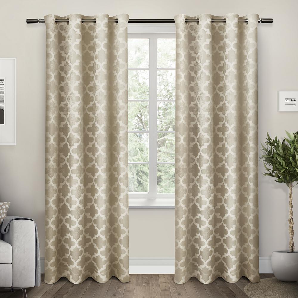 Cartago 54 in. W x 84 in. L Woven Blackout Grommet Top Curtain Panel in