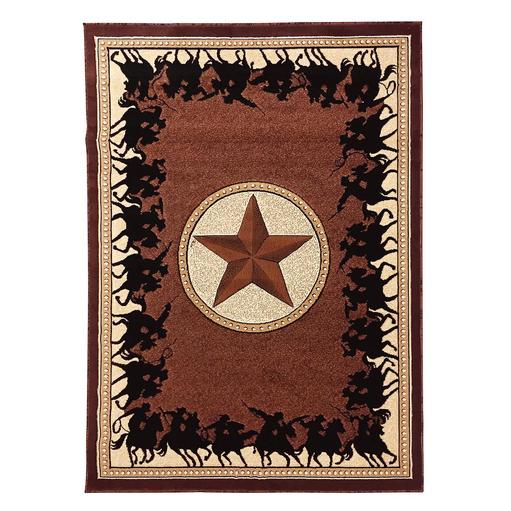 DonnieAnn Traditions Western Star w/Cowboy Design Chocolate 5 ft. x 7