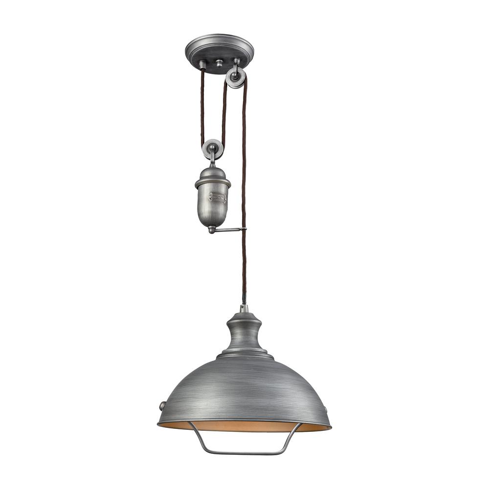 Titan Lighting Farmhouse 1 Light Weathered Zinc Pulldown Pendant Tn Titan Lighting Farmhouse 1 Light Weathered Zinc Pulldown Pendant