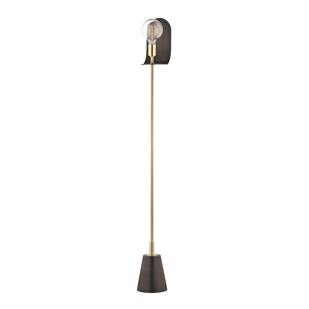 Mitzi By Hudson Valley Lighting Leah 61 75 In H Aged Brass Floor Lamp With Black Accents