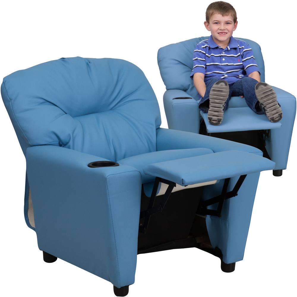 Flash Furniture Contemporary Light Blue Vinyl Kids Recliner