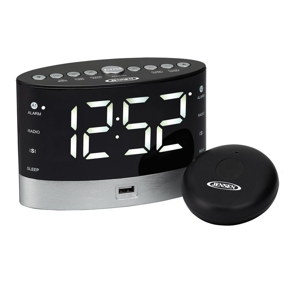 JENSEN AM/FM Alarm Clock radio with wireless under pillow vibratorJCR