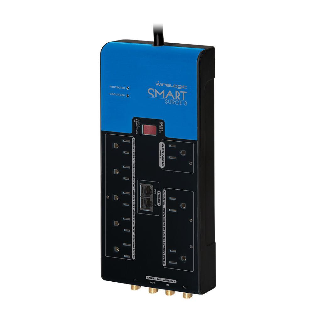 WireLogic Smart Surge Strip 288,000 Amp and 3600 Joules 8Outlet