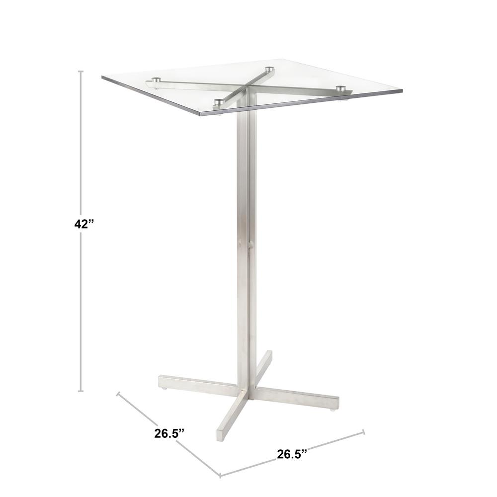 Lumisource Fuji Stainless Steel Square Bar Table With Clear Gl Fuji Stainless Steel Square Bar Table With Clear Gl Top