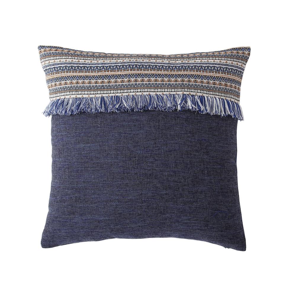 Morgan Home 18 In Evelyn Blue Fringed Throw Pillow Cover M602436 Morgan Home 18 In Evelyn Blue Fringed Throw Pillow Cover