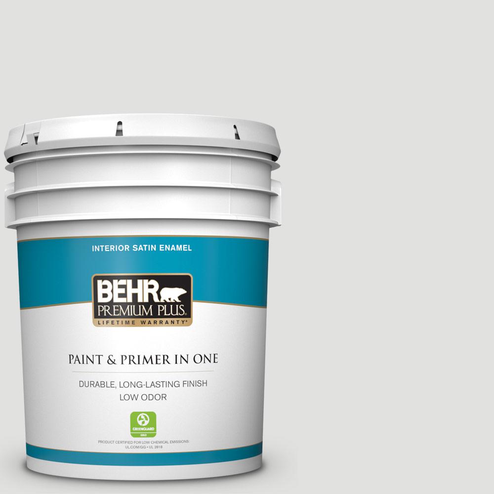 Behr Premium Plus 5 Gal Bl W13 Silver Polish Satin Enamel Low Odor Bl W13 Silver Polish Satin Enamel Low Odor Interior Paint And Primer In One