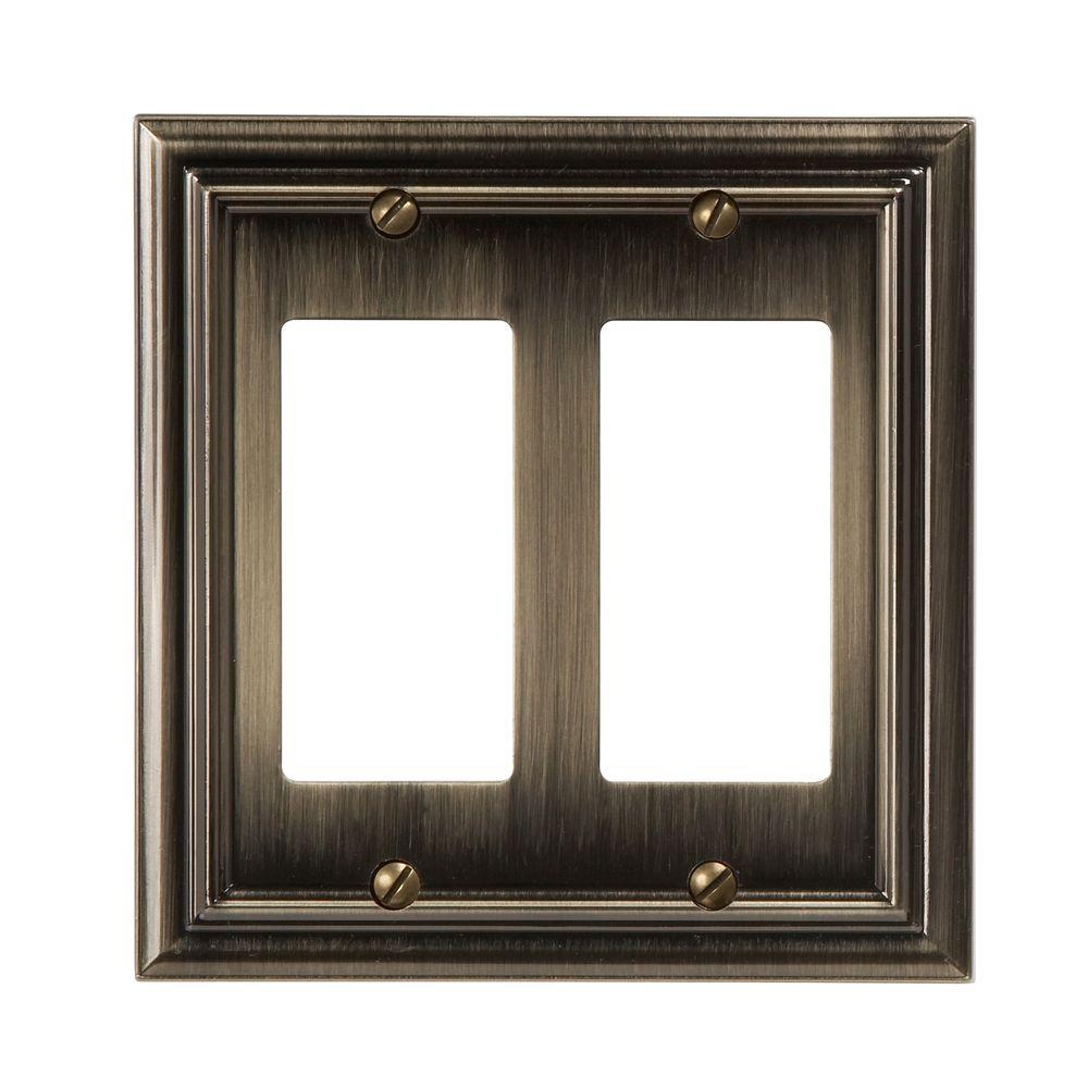 Amerelle Continental 2Decora Wall Plate, Brushed Brass94RRBB The