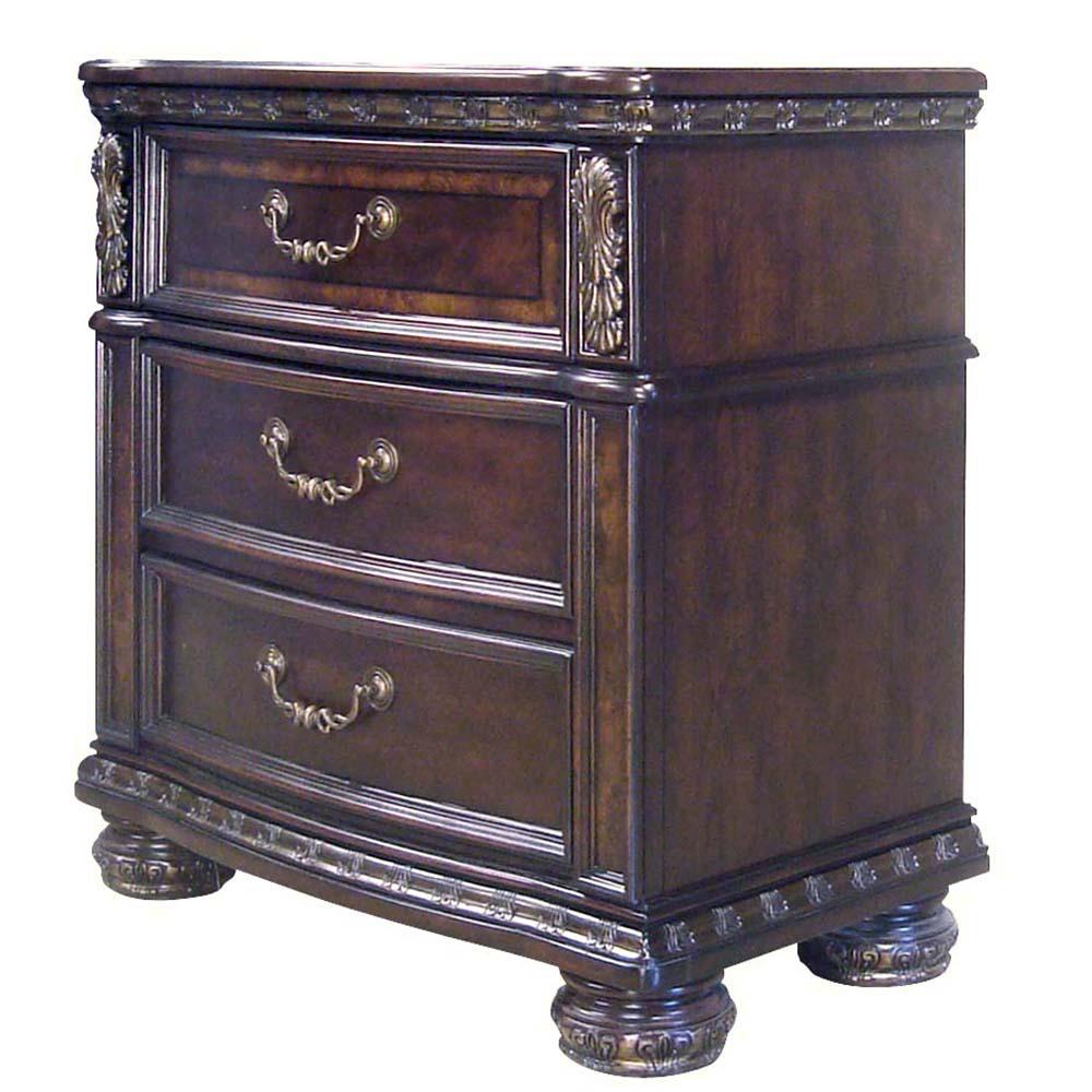 Steve Silver Monte Carlo 3 Drawer Cherry Nightstand With Usb Port