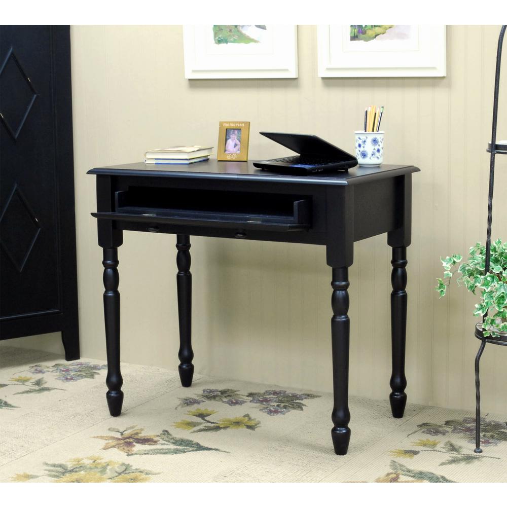 Bella Antique Black Desk With Keyboard Tray