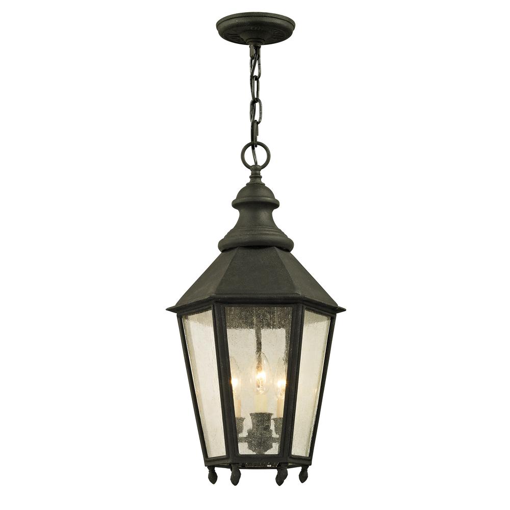 Troy Lighting Savannah 12 In W Vintage Iron Outdoor 3 Light Hanging Troy Lighting Savannah 12 In W Vintage Iron Outdoor 3 Light Hanging With Clear Seeded Glass F6437 The Home Depot