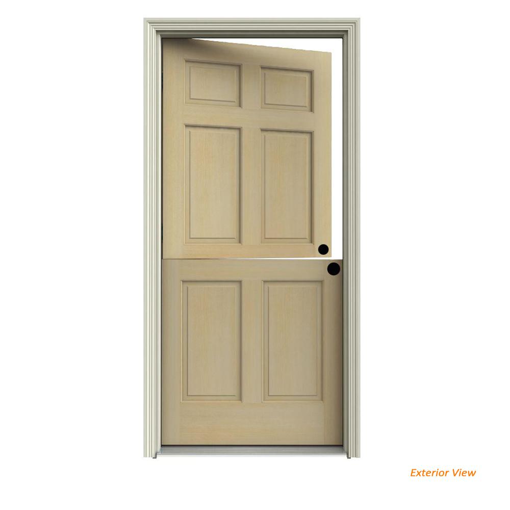 Jeld Wen 36 In X 80 6 Panel Unfinished Dutch Left Hand Inswing 6 Panel Unfinished Dutch Left