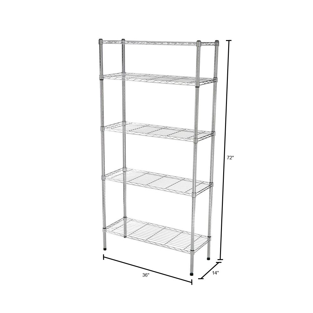 Hdx Chrome 5 Tier Steel Wire Shelving Unit 36 In W X 72 In H X 14 In D Eh Wshdi 005 The Home Depot