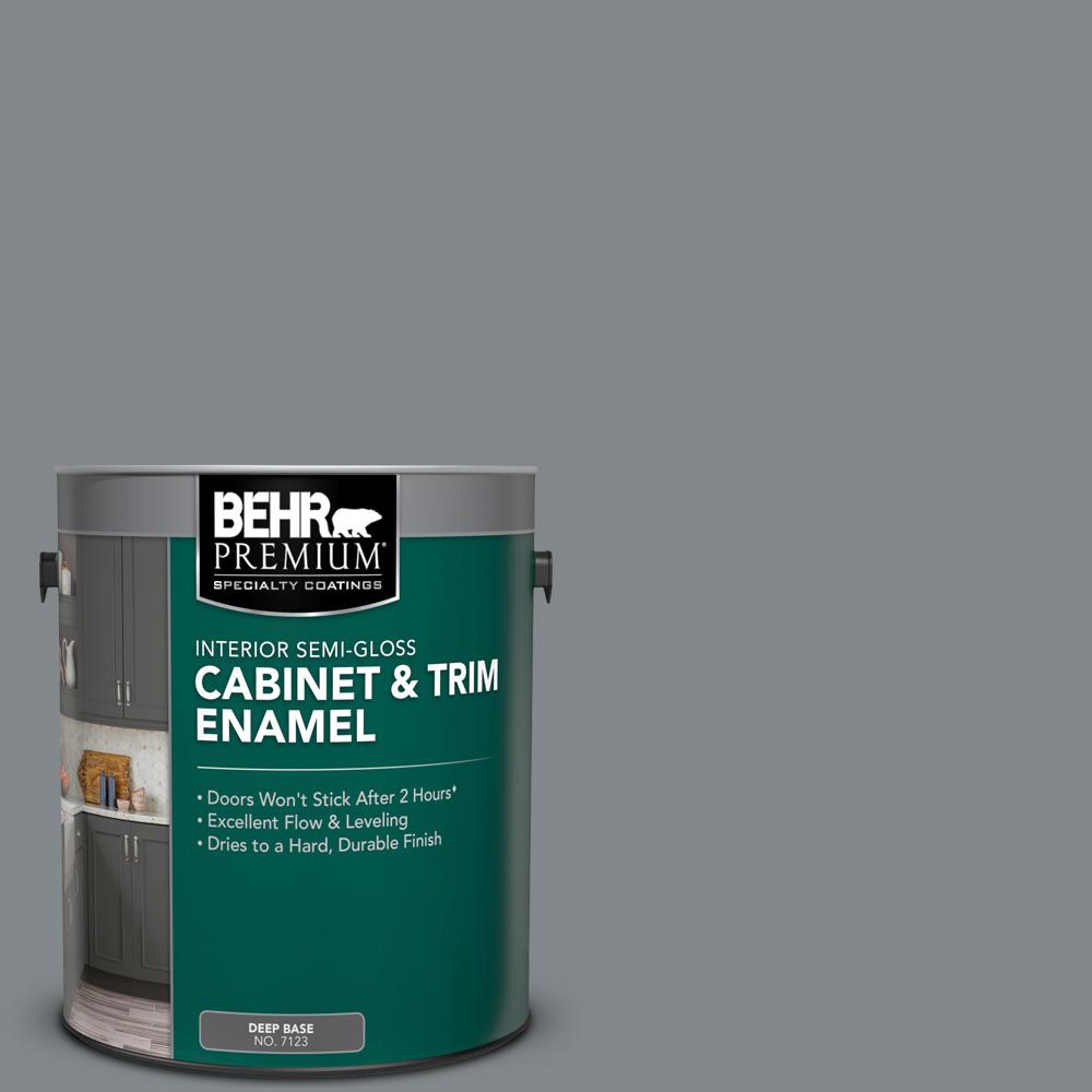 BEHR PREMIUM 1 gal. N5005 Gray color SemiGloss Enamel Interior and Trim