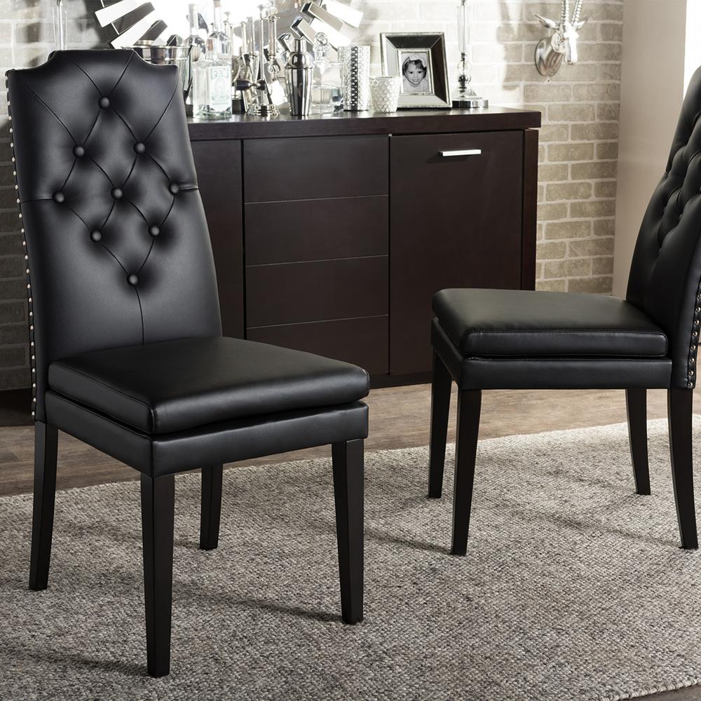 Baxton Studio Dylin Black Faux Leather Upholstered Dining Chairs (Set