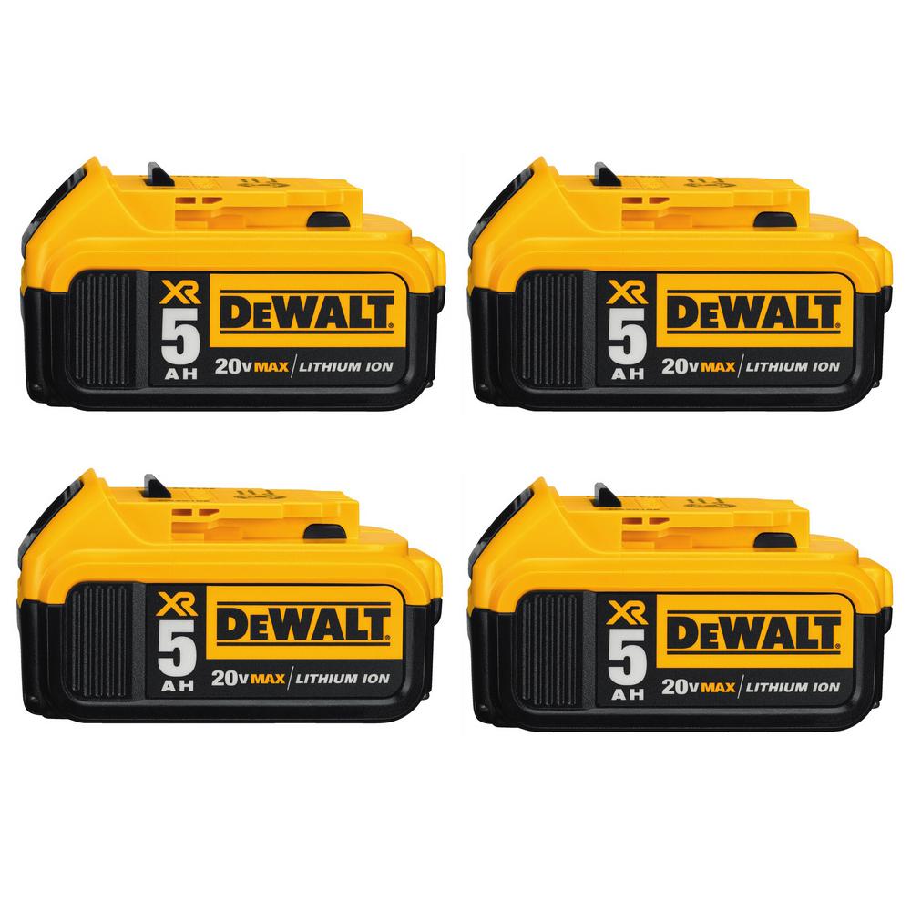 DEWALT 20-Volt MAX XR Lithium-Ion Premium Battery Pack 5.0Ah (4-Pack ...