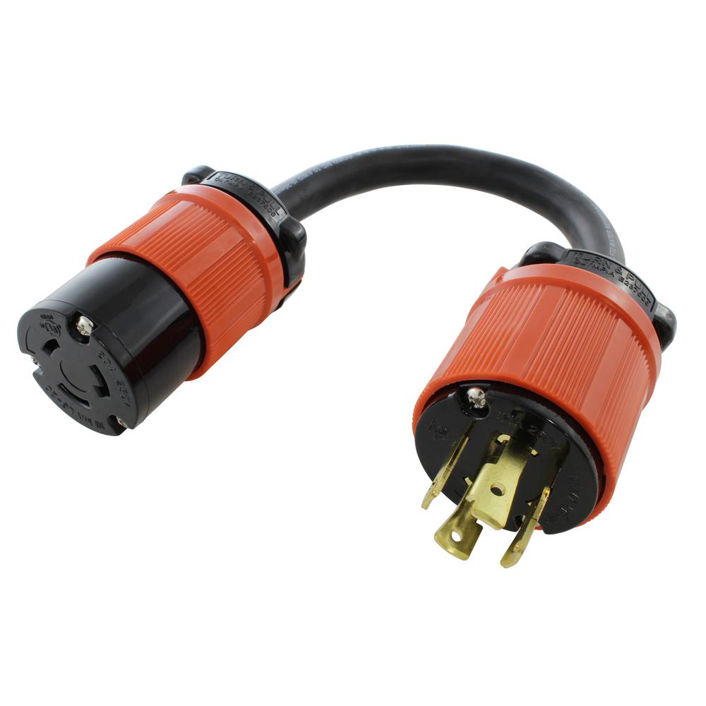 30A NEMA 10-30P to 20A NEMA 6-20R Adapter With 20 Amp Breaker by AC WORKS®