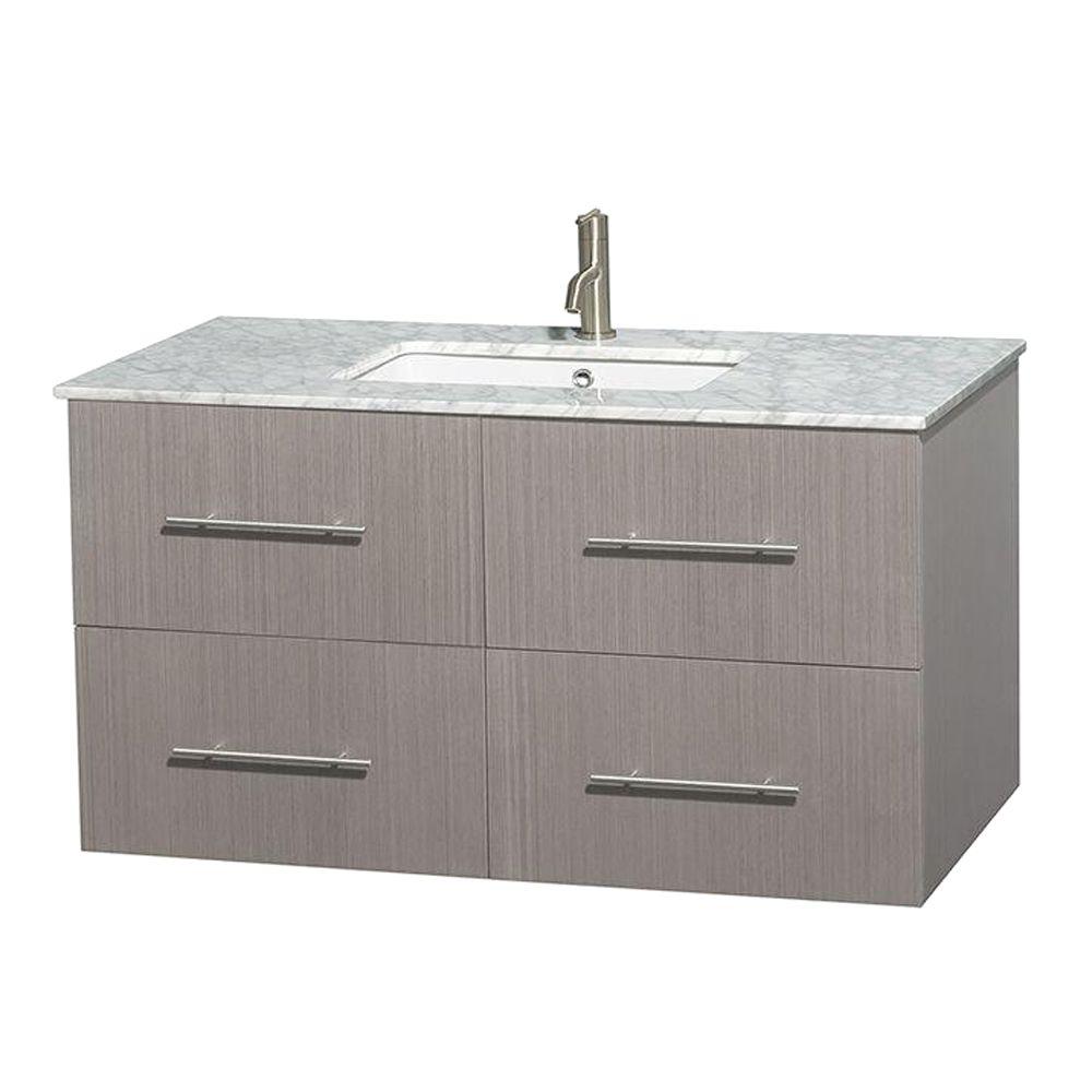 Wyndham Collection Centra 42 In Vanity In Gray Oak With Marble