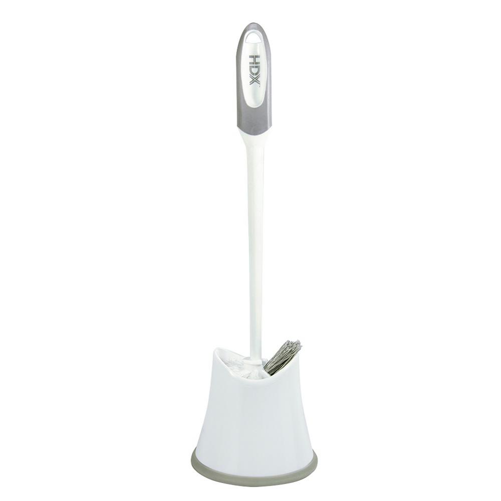 Details about  / New Toilet Bowl Brush and Holder Caddy Set White Extra Long Handle Hard Bristles