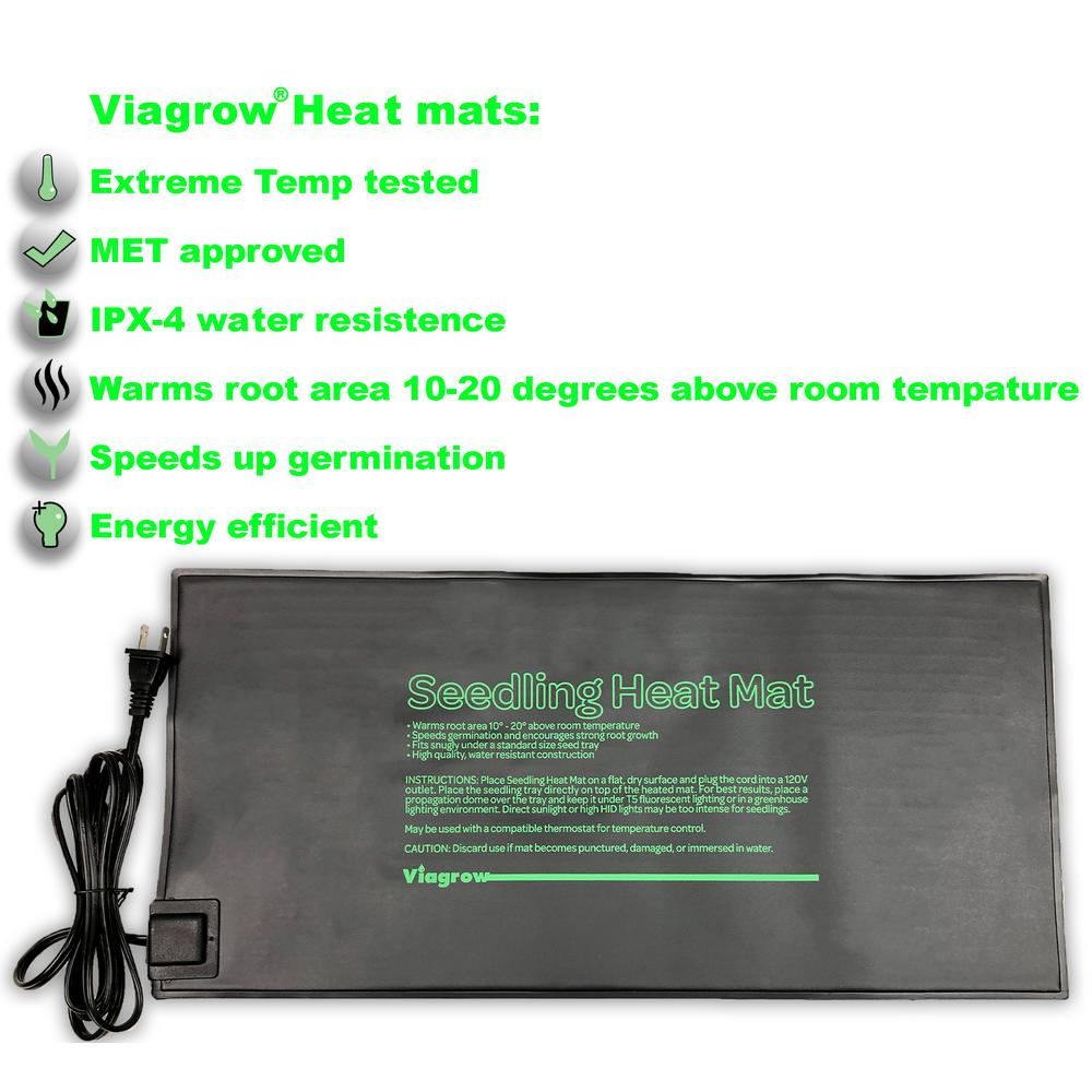 Viagrow 20 5 In X 8 5 In Single Tray Heat Mat With Thermostat