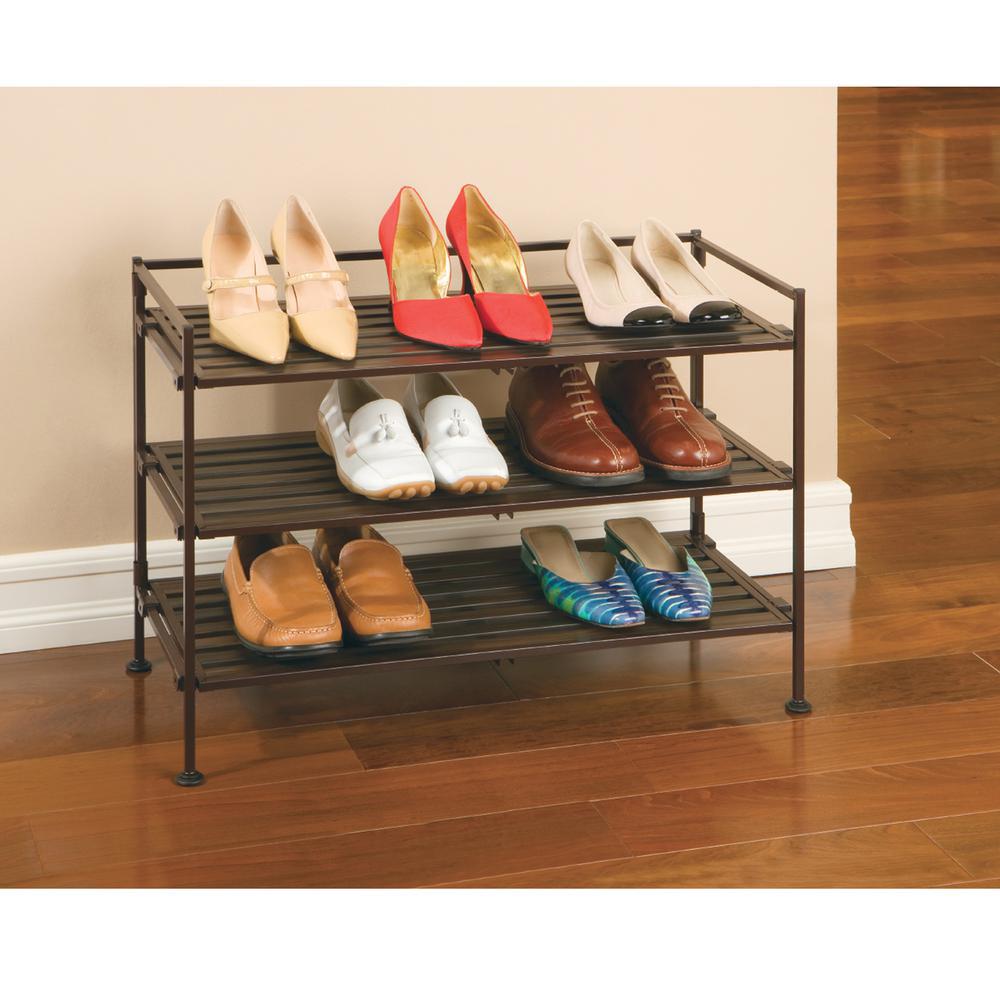 Seville Classics 3 Tier Resin Slat Utility Shoe Rack Espresso 2 Pack Shoe Racks