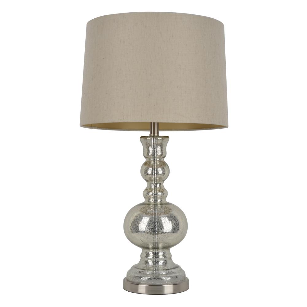 Decor Therapy Mercury 29 5 In Silver Table Lamp With Linen Shade Tl7897 The Home Depot