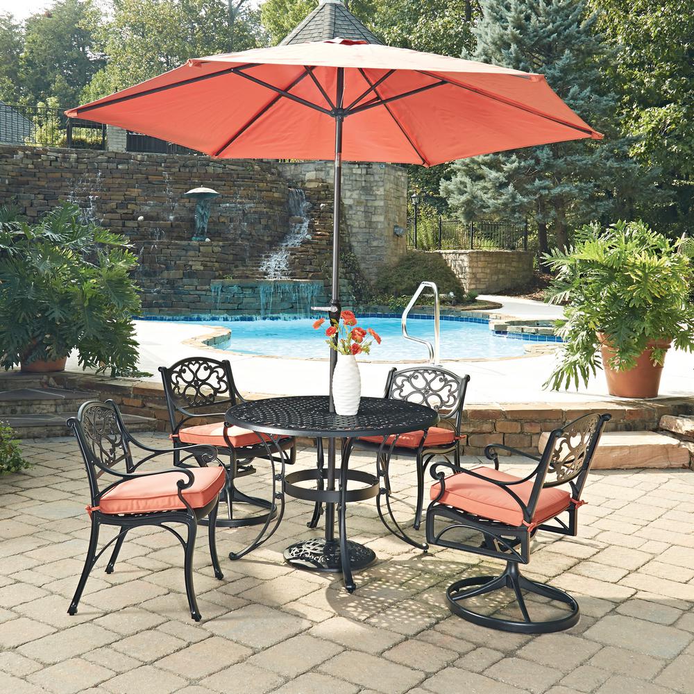Red Umbrella Patio Dining Furniture The Home Biscayne Black 7 Piece Cast Aluminum Outdoor Dining Set With C Cushions
