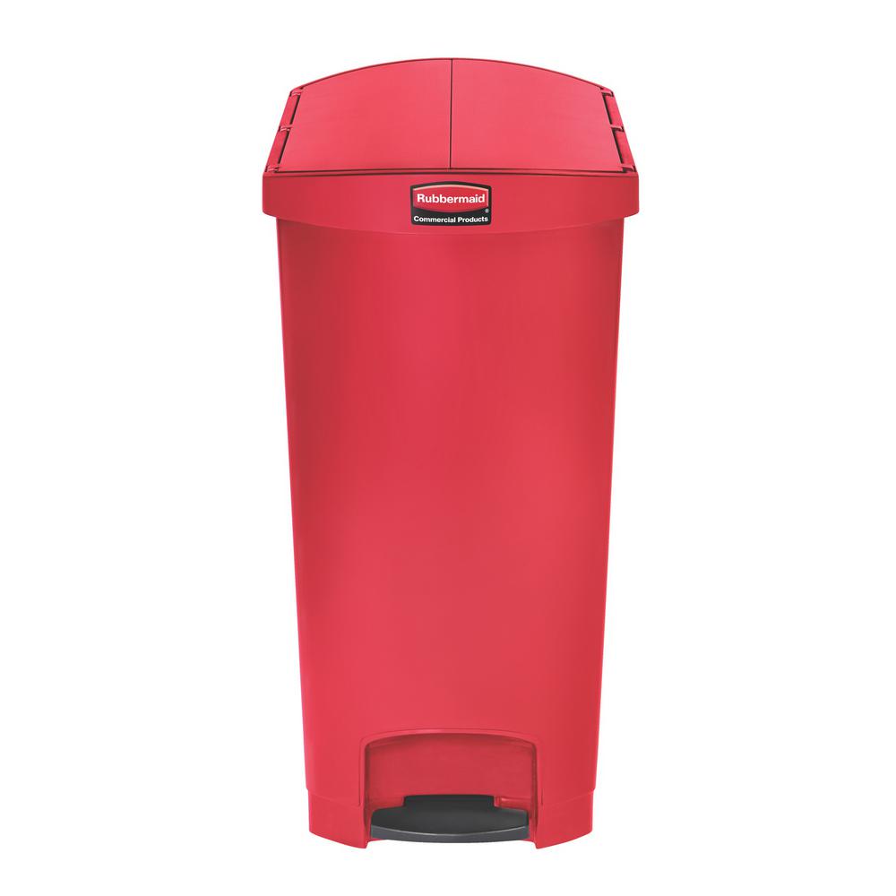Rubbermaid Commercial Products Slim Jim Step-On 24 Gal. Red Plastic End Step Trash Can ...
