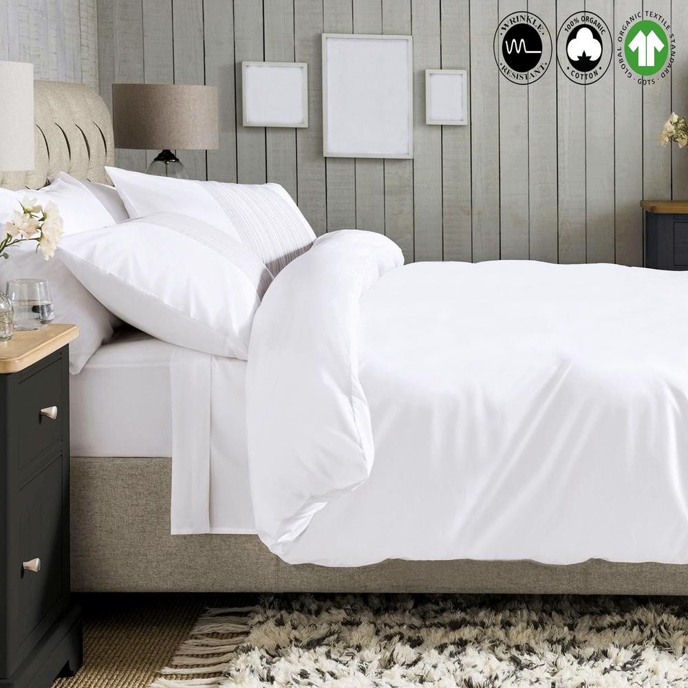 A1 Home Collections Organic Cotton Solid White Wrinkle Resistant Queen