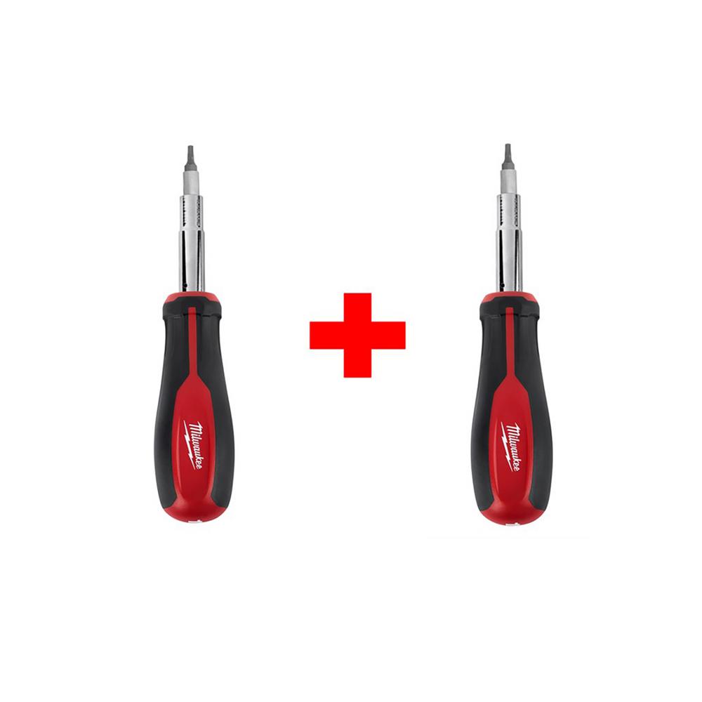 Milwaukee 11in1 MultiTip Screwdriver with Square Drive Bits (2Pack