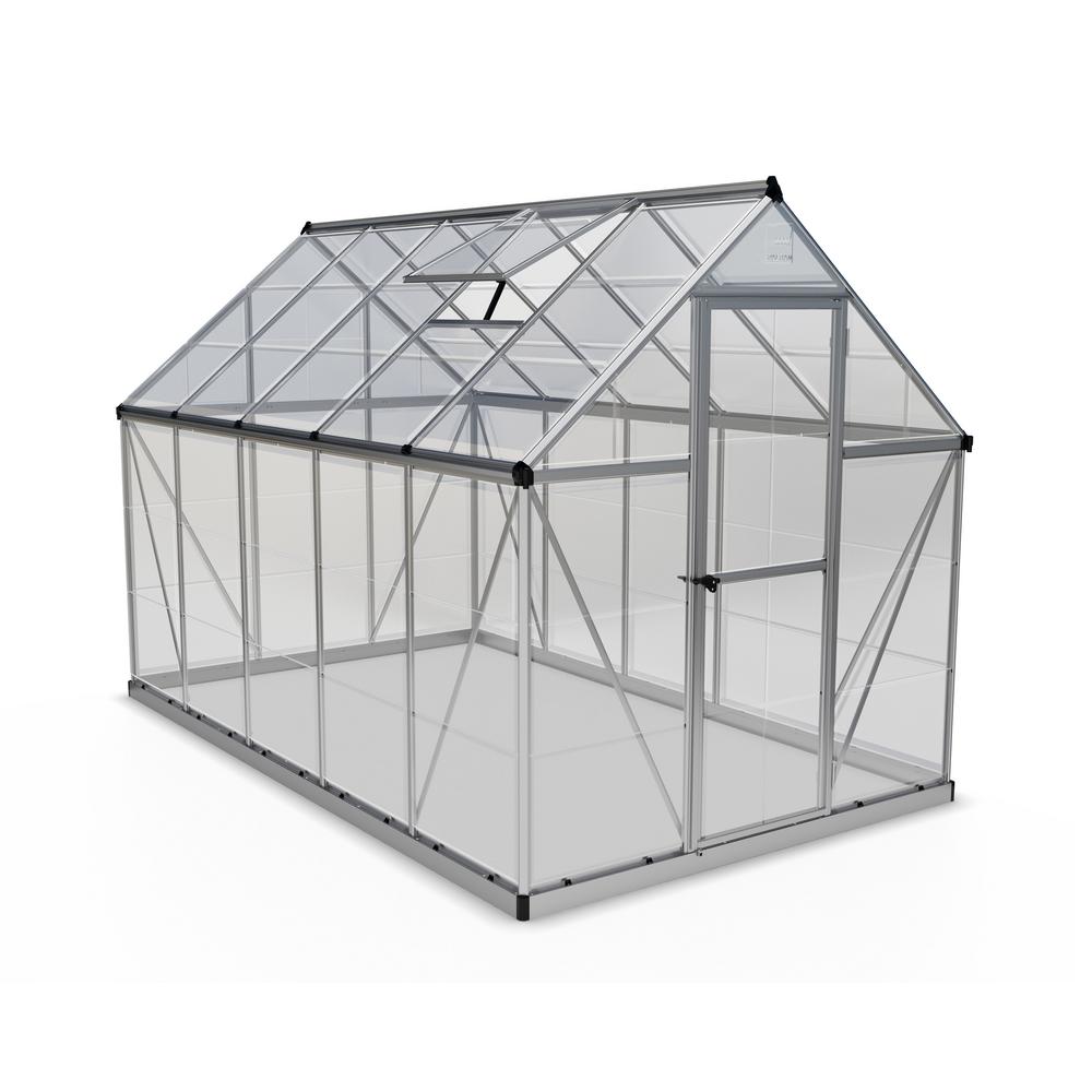 Palram Harmony 6 ft. x 10 ft. Polycarbonate Greenhouse in Silver-701627 - The Home Depot