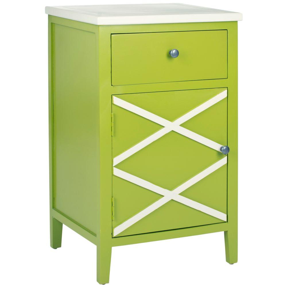 Safavieh Alan Lime Green And White Storage End Table Amh6598c