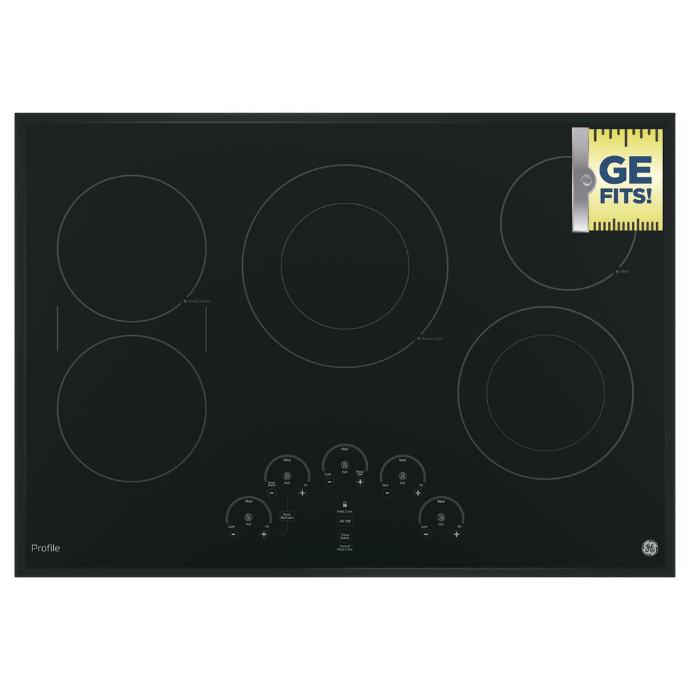 GE Profile 30 in. Electric Cooktop in Black with 5 Elements including