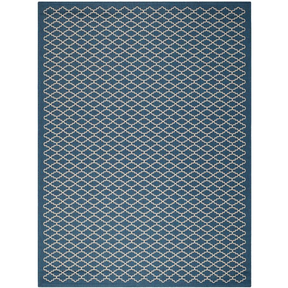 Geometric Blue Outdoor Rugs The Home Depot Courtyard Navy Beige 9 Ft X 12 Indoor Outdoor Area Rug