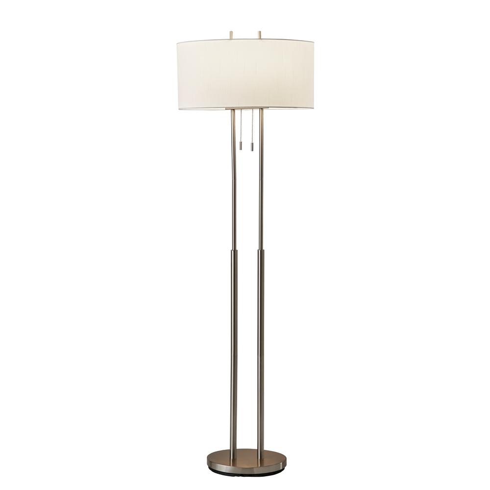 Adesso Duet 62 In Satin Steel Floor Lamp