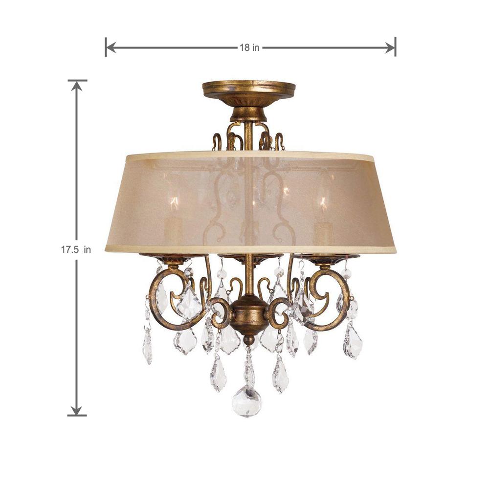 World Imports 15 In 3 Light Antique Gold Flush Mount Chandelier - World Imports Chandelier World Imports 15 In 3 Light Antique Gold Flush Mount Chandelier - World Imports Chandelier