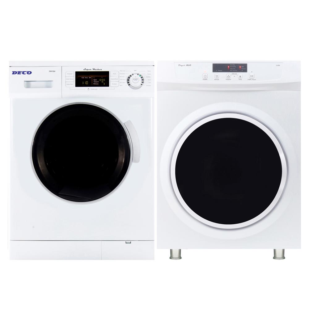 Deco Super Washer and Compact Standard Dryer Set in WhiteDW 824 & DD
