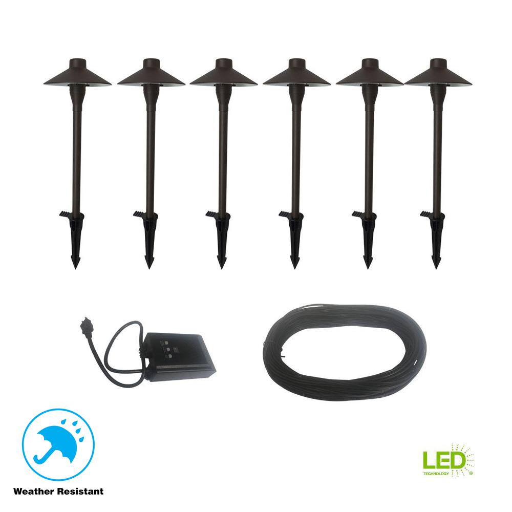 Low Voltage Waterproof Transformer Outdoor Lighting 1 8 Watt Mediterranean Bronze Metal Outdoor Integrated Led 3000k Landscape Path Light 6